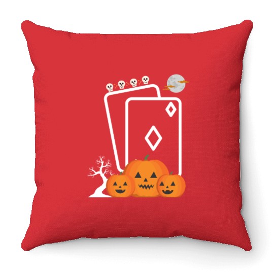 playing card Pumpkin halloween Throw Pillows