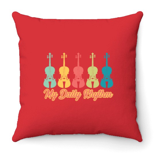Daily Rhythm Orchestra Music Instrument Violinist Throw Pillows