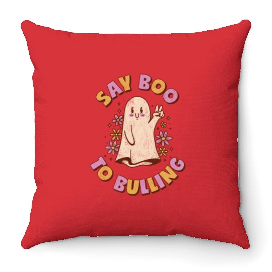 Anti Bully Say Boo Tio Bulling Unity Day Bullying Throw Pillows