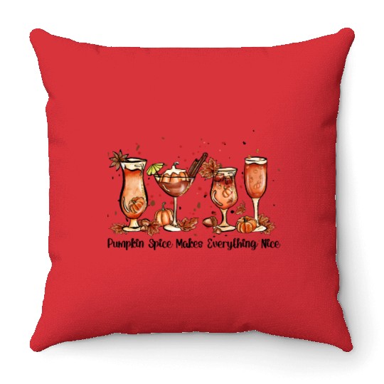 Pumpkin Spice Makes Everything Nice, Pumpkin wine Throw Pillows