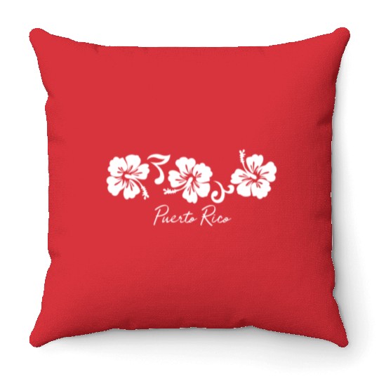 Puerto Rico Hibiscus Flower Throw Pillows