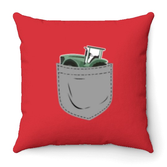 Farming Farmer Pocket Tractor Throw Pillows