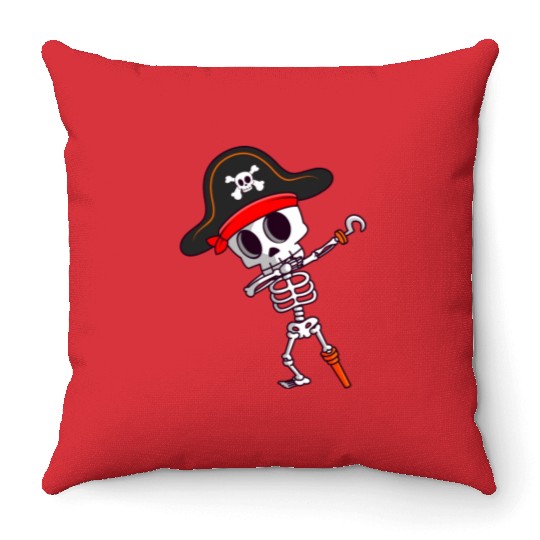Dabbing Skeleton Pirate Spooky Halloween Throw Pillows