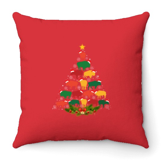 Family Matching Christmas Pajama Buffalo Xmas Tree Throw Pillows