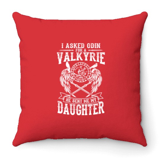 Asked For Valkyrie Viking Odin Thor Valhalla Throw Pillows