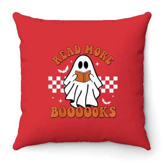 Cute Booooks Ghost Read More Books Funny Teacher Throw Pillows