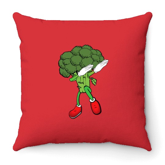 Cute Funny Dancing Broccoli Veggie Lover Throw Pillows
