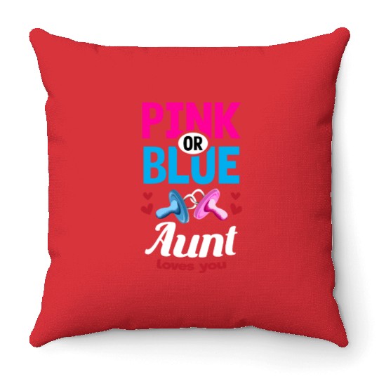 Pink or Blue Aunt Loves You Gender Reveal Party Throw Pillows