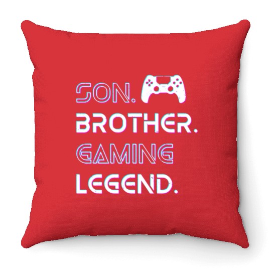 Son Brother Gaming Legend Boy Gamer Gift Throw Pillows