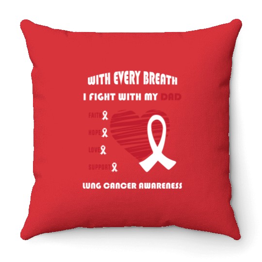 Faith Hope Love Support Squad Lung Cancer Dad Throw Pillows