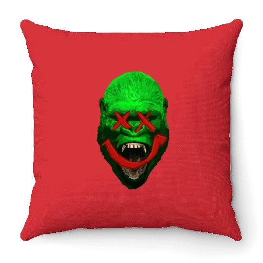 Smile Gorilla Throw Pillows