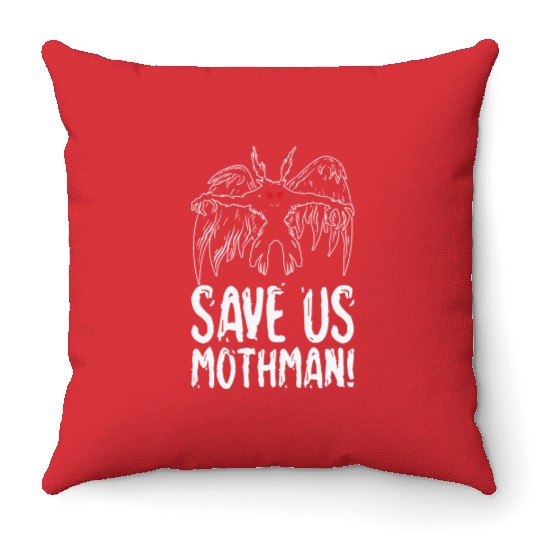 Halloween Mothman Mythical Line Art Beast Monster Throw Pillows