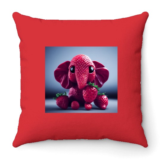 Strawberry Elephant Throw Pillows