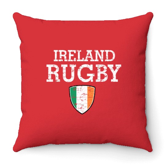 Irish Flag Rugby Grunge Style T Throw Pillows