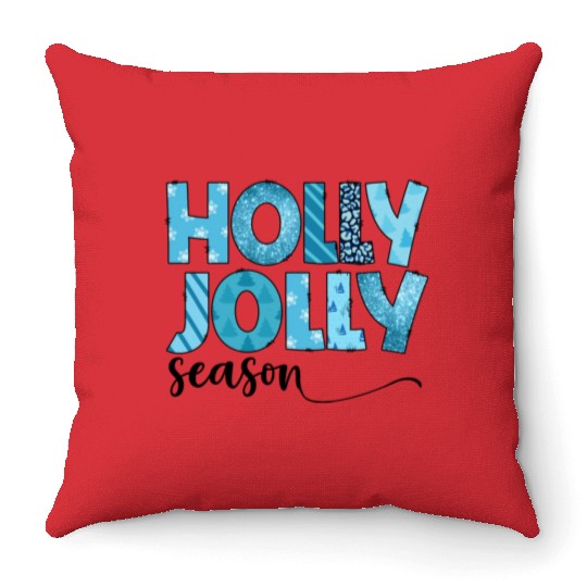 Holly Jolly season sublimation Throw Pillows