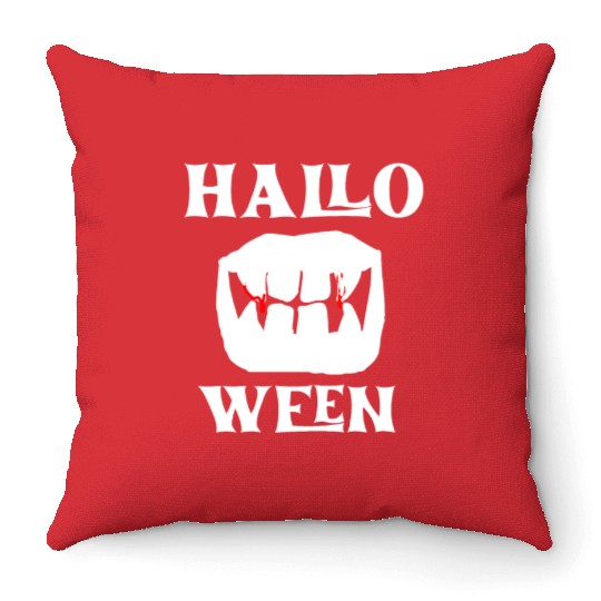 Mouth of a vampire - halloween Throw Pillows