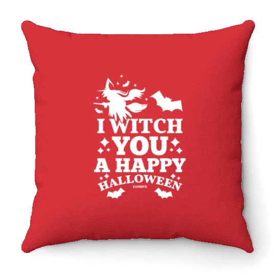 Halloween bat witch gift Throw Pillows