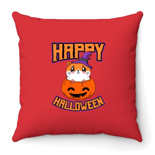 Guinea Pig Halloween Pumpkin Trick Or Treat Throw Pillows