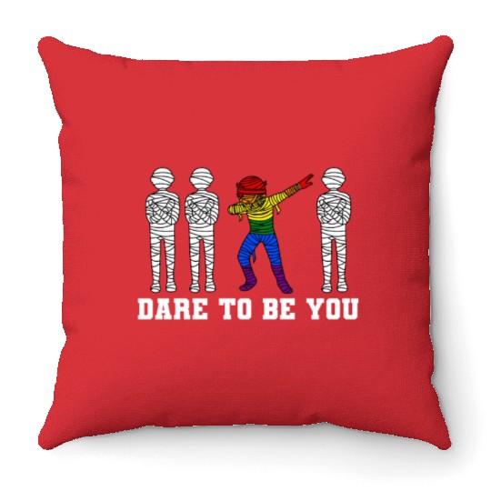 Dabbing Mummy LGBTQ Pride Halloween Throw Pillows