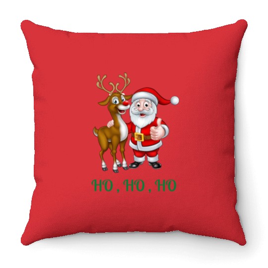 Rudolph the red nose reindeer with Santa Throw Pillows