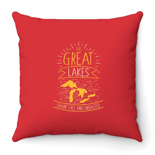 The Great Lakes Shark Free Unsalted Michigan Throw Pillows
