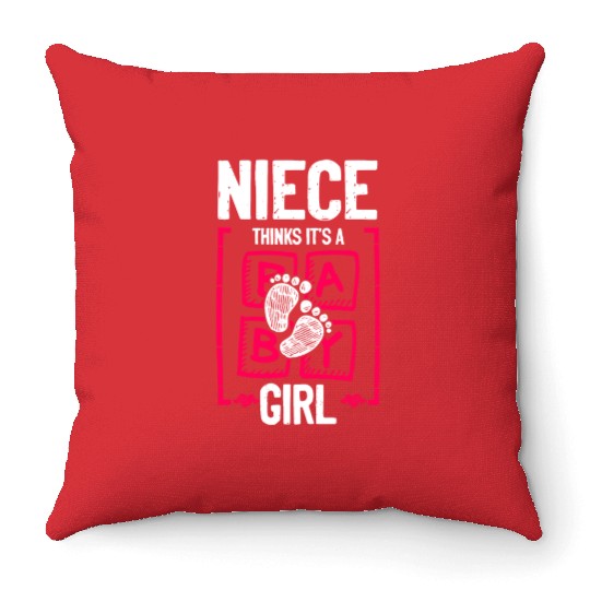 Niece Thinks It's a Girl Gender Reveal Funny Baby Throw Pillows