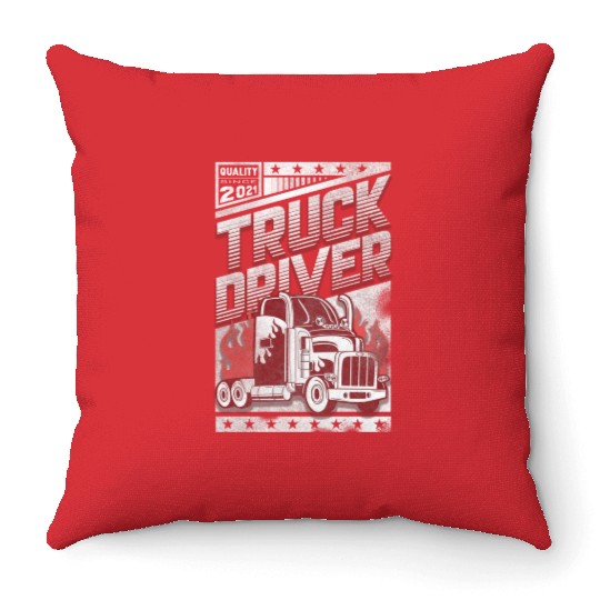 Truck Driver, Truck driving Throw Pillows