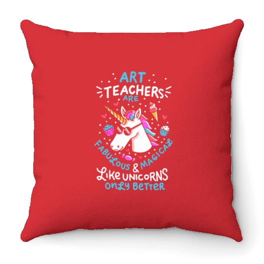 Art teacher gift art teacher school unicorn Throw Pillows