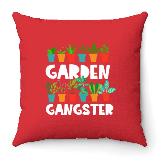 Funny Gardening Gifts Garden Gangster Plant Lover Throw Pillows