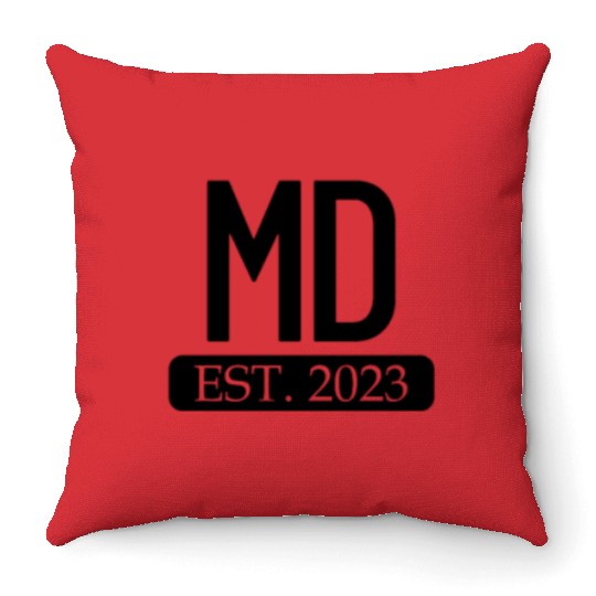 MD Est. 2023 New Doctor Gift MD Medical Doctor Throw Pillows