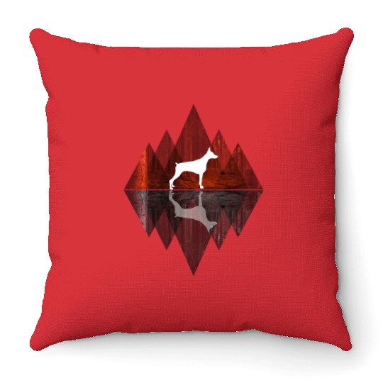 Doberman abstract - Geometry Dog Triangle Throw Pillows