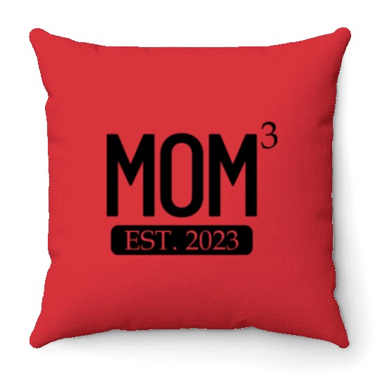 Mom Cubed Est. 2023 Mother Of 3 Mother's Day Momwo Throw Pillows