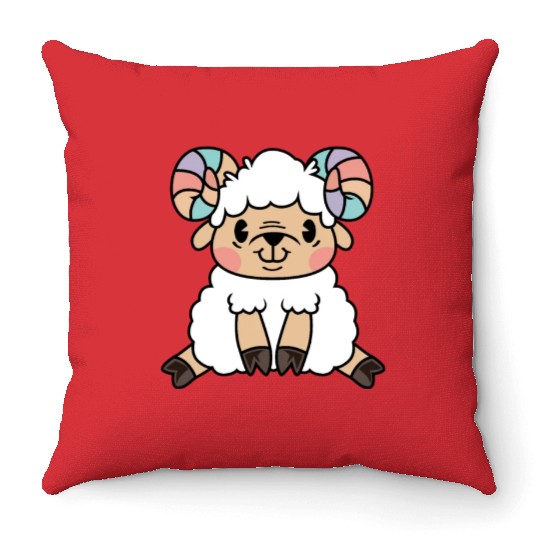 Cute Sheep Farmer Gift Throw Pillows