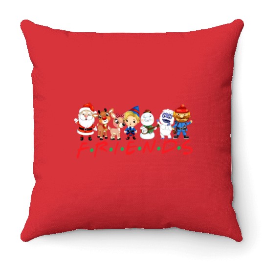 Christmas Friends Santa Rudolph Snowman Family Throw Pillows