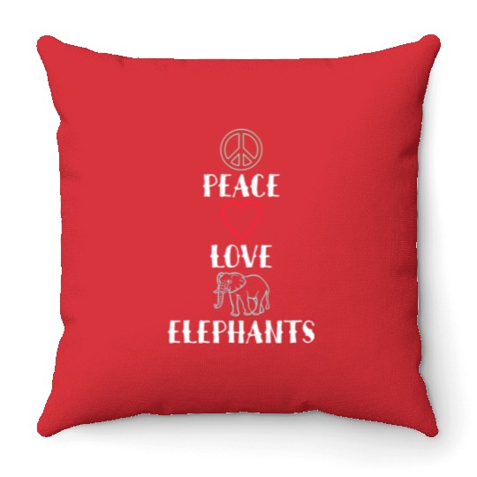 Peace Love Elephants Inspiring Funny Animal Lover Throw Pillows
