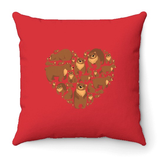 Grizzly Bear lover heart bear love camping hiking Throw Pillows