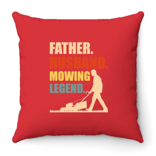 Cool Lawn Mowing For Men Father Lawn Care Gardenin Throw Pillows
