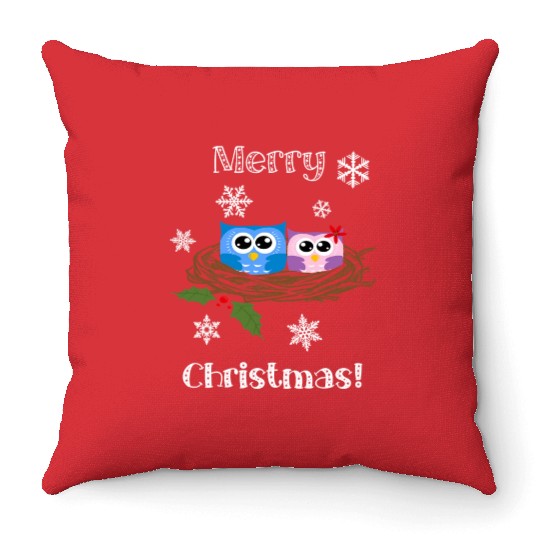 Cute Christmas Throw Pillows Merry Christmas Snowflakes Ow