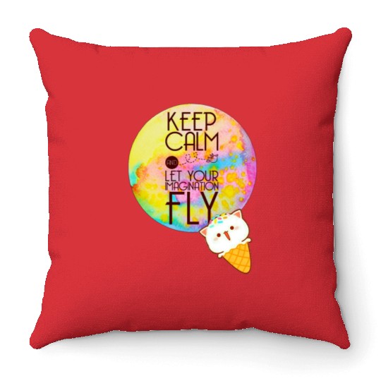 Fly to The Imagination Cute Design Positive Quote Throw Pillows
