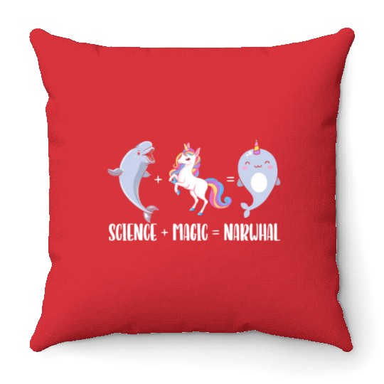 Science Magic Narwhal Unicorn Of The Sea Animal Throw Pillows
