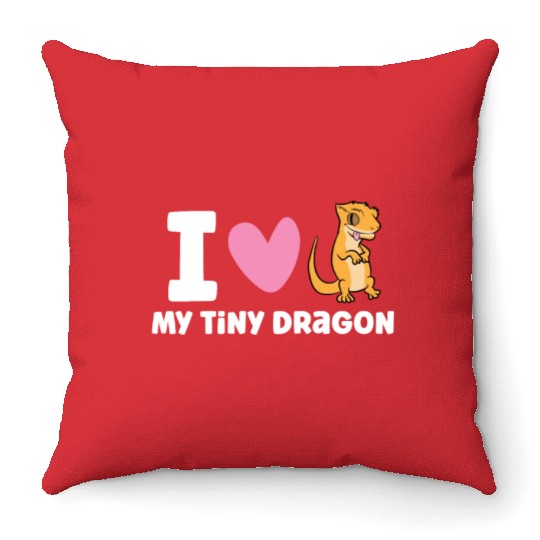 I Love My Tiny Dragon Reptile Pet Crested Gecko Throw Pillows