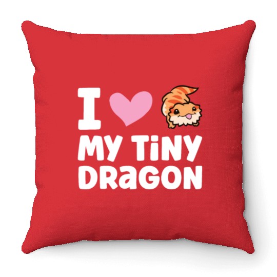 I Love My Tiny Dragon Reptile Pogona Lizard Throw Pillows