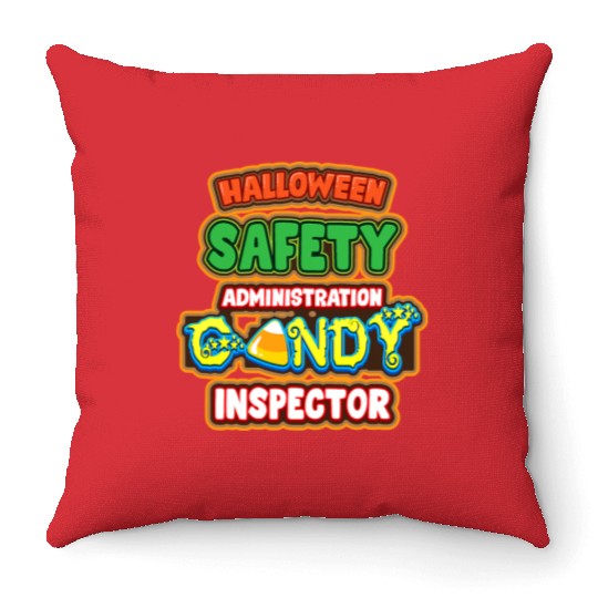 Halloween Costume Halloween Safety Candy Inspector Throw Pillows