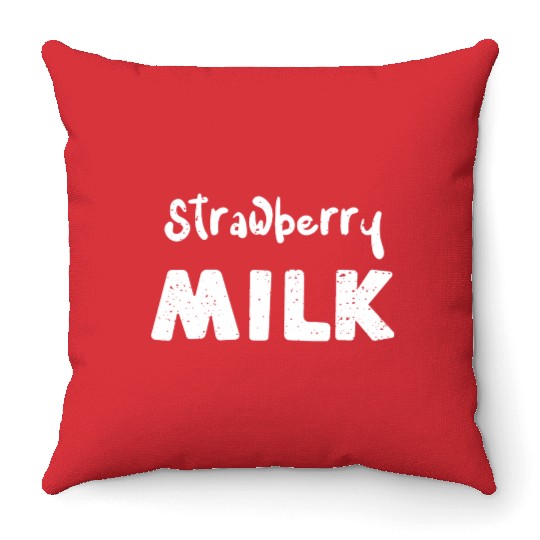 Strawberry Milk - Cow Throw Pillows
