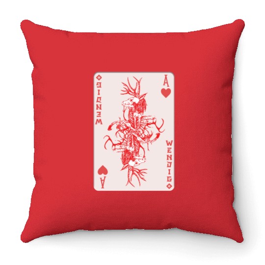 Folk Creature Wendigo Card Halloween Cryptid Throw Pillows