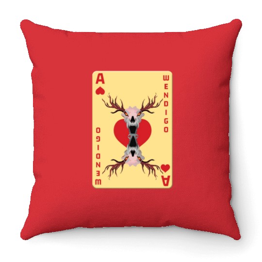 Folk Creature Card Wendigo Halloween Cryptid Throw Pillows
