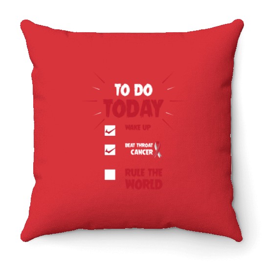 To Do List Funny Throat Cancer Warrior Throw Pillows