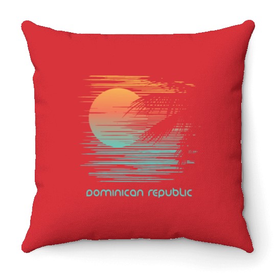 Artistic Dominican Republic Palm Tree Vacation Throw Pillows