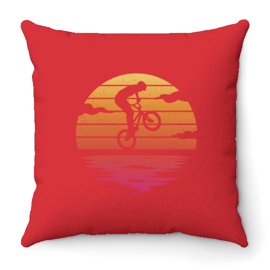 BMX Bike Tricks Graphic Bicycle Riders Cycling BMX Throw Pillows