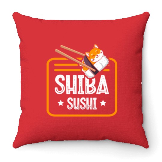 Shiba Sushi Japanese Foodie I Love Sushi Eater Throw Pillows